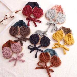 Children Knitted Woolen Earmuffs And Scarf Winter Warm Color Block Fleece Lined For Boys Girls Outdoor Thickened Soft