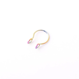 Dettaglio del finto anello al naso arcobaleno in acciaio inossidabile lucidato