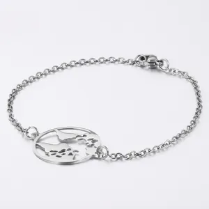 Stainless Steel World Map Bracelet Hollow Cutout Travel Jewelry Minimalist Style For Women