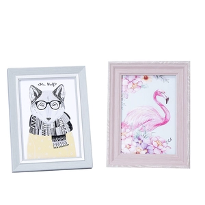 Nordic style wooden texture 7-inch photo frames for desktop display in blue and pink colors