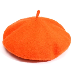 Vibrant orange wool felt beret for women in a classic minimalist French style