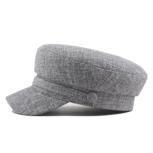 Casquette de marin classique en coton et lin gris avec finition texturée élégante