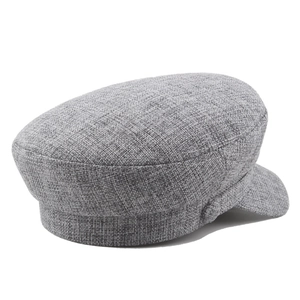 Casquette de marin en lin gris foncé avec texture tissée pour un style vintage