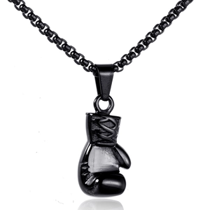Retro Boxhandschuh Anhänger Halskette Edelstahl Fitness Sport Punk Hip Hop Schmuck Hochglanzpoliert Mode Accessoire