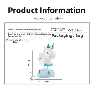 Detaillierte Größen- und Materialtabelle für Einhorn-Tortenaufsatz aus Weichgummi