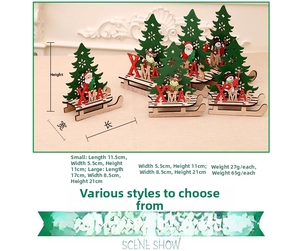 Vue détaillée du traîneau de Noël en bois DIY avec Père Noël et bonhomme de neige