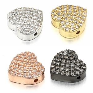 Connettore Per Perline Scorrevoli A Cuore Rame Micro Pave Zirconia Cubica CZ Accessorio Gioielli DIY Stile Elegante Scintillante
