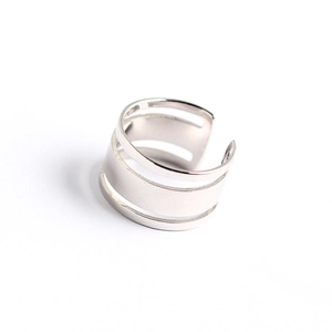 Minimalist S925 sterling silver triple-layer open line ring on a clean white background