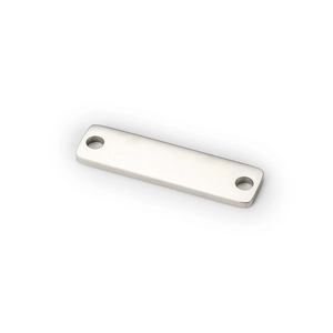 Polished stainless steel rectangular blank tag with double holes for DIY jewelry