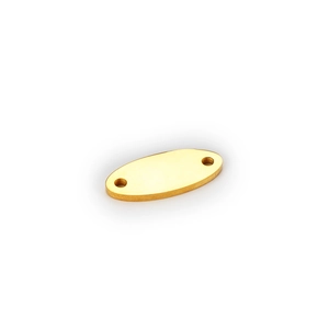 Polished gold-plated oval pendant with dual connectors for DIY jewelry making