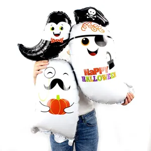 Mini Halloween foil balloons featuring vampire pirate and ghost pumpkin party decor