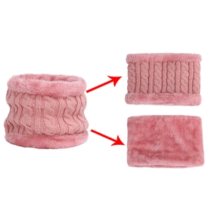 Rosa Kinder Winter Strick Fleece Halswärmer Plüsch gefüttert dicker flauschiger Loop Schal.