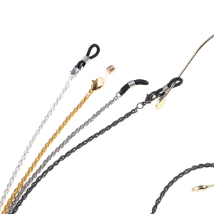 Universal metal twist eyewear chains in gold, silver, grey, and black finishes