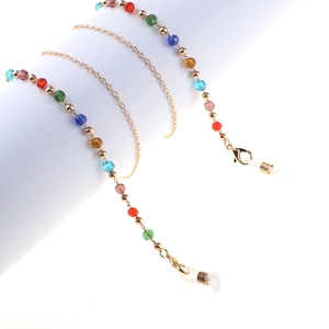Glasses Chain Colorful Crystal Beads Metal Lanyard Anti-slip Eyewear Holder Multipurpose Fashion Accessory For Women