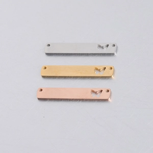 Butterfly Hollow Rectangle Bar Pendant Connector Stainless Steel Mirror Polished DIY Jewelry Making Accessories