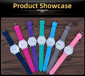 Detailed collection of ultra-thin silicone jelly watches in seven vibrant colors