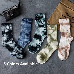 Chaussettes Mi-Mollet Tie-Dye Coton Côtelé Respirant Absorbant La Transpiration Hip Hop Streetwear Mode Unisexe Décontracté Sport