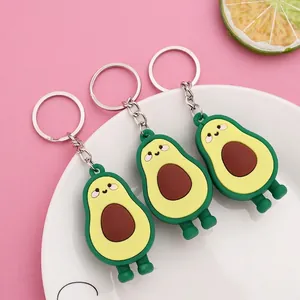 Cute Avocado Keychain Soft Glue PVC Fruit Pendant Bag Charm Metal Alloy Ring Ornament Novelty Gift