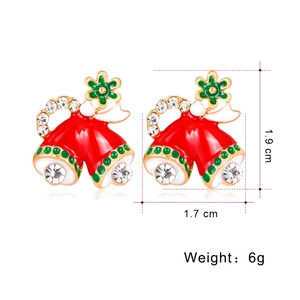 Detailed size chart for Christmas bell earrings with dimensions 1.9cm by 1.7cm and weight 6g