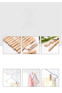 Macro detail of durable bamboo clothespins with strong metal springs for windproof drying
