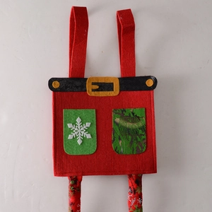 Christmas Santa Claus suspender pants felt gift bag for festive holiday party decor