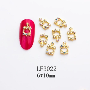 Golden crown nail art charm with AB rhinestones 6x10mm size for DIY manicure decoration