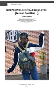 Dettaglio dello zaino in denim vintage con cinturini in pelle marrone e chiusura a cordoncino