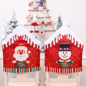 Christmas chair covers set with Santa and Snowman patterns for festive home decoration