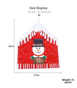 Detailed size chart of a 60x47cm snowman chair cover with Warm Wishes motif