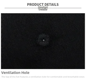 Close-up of premium cotton baseball cap featuring embroidered eyelets for breathability