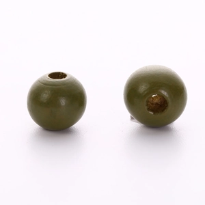 Polished olive green wooden beads with center holes for DIY handicraft jewelry making