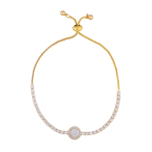 Elegant adjustable gold starfish bracelet with white zircon crystals and slider clasp