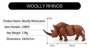 Modello realistico di rinoceronte lanoso con dettagli della pelliccia e dimensioni