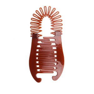 Classic coffee brown flexible resin banana hair clip with interlocking teeth for ponytails