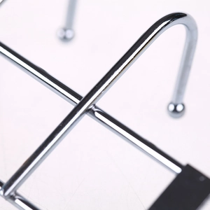 Polished stainless steel 5-hook over cabinet door rack with heavy-duty silver finish