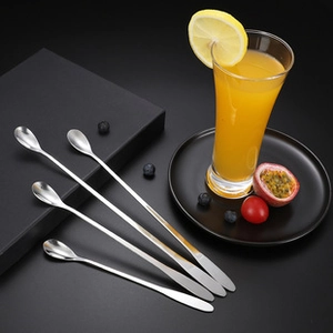 Long-handled stainless steel stirring spoons for desserts and iced beverages