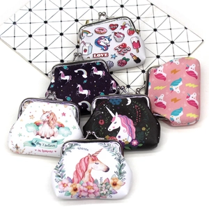 Unicorn print coin purse set with vintage metal clasp in various colors and patterns