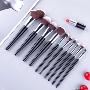 12-piece wave makeup brush set with gradient bristles for powder and eyeshadow