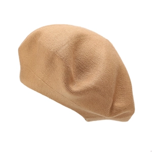 Minimalist wool beret hat in camel beige for winter outdoor warm fashion style
