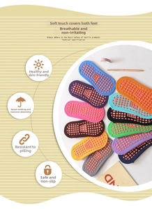 Detail view of colorful non-slip yoga socks with anti-skid silicone dots for better grip