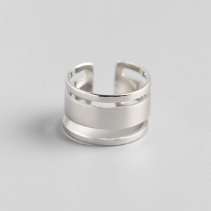 Minimalist S925 sterling silver triple-layer hollow line open ring for women