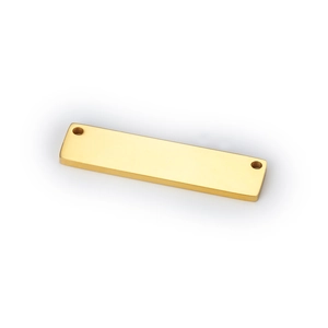 Polished gold rectangular stainless steel connector with dual holes for DIY jewelry