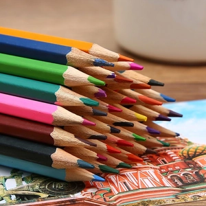 Set of 48 colorful colored pencils in a bundle with sharpened wood tips for drawing