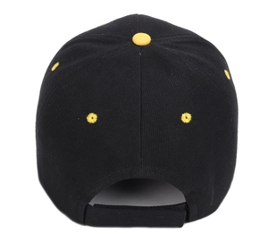 Adjustable black USA baseball cap with yellow eagle embroidery and flag detail