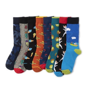 Novelty Crew Socks Cotton Knit Combed Cotton Breathable Fruit Animal Pattern Mid Calf Casual Trendy For Men Women