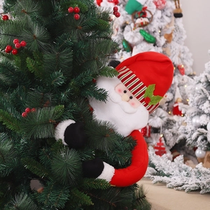 Christmas Tree Topper Hugger Plush Long Arms Santa Claus Snowman Holiday Party Home Decoration Ornament Festive Character