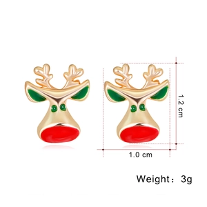 Detailed size and weight view of Christmas reindeer stud earrings showing 1.2cm height