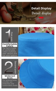 Detail view of cotton bucket hat showing wide brim stitching and premium fabric texture