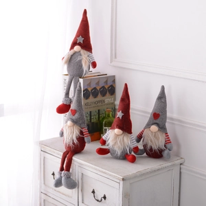 Nordic Christmas gnomes in red and grey with long beards for holiday home decoration