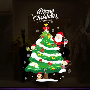 Adesivi natalizi con albero di Natale e Babbo Natale per decorazione di finestre e vetrine